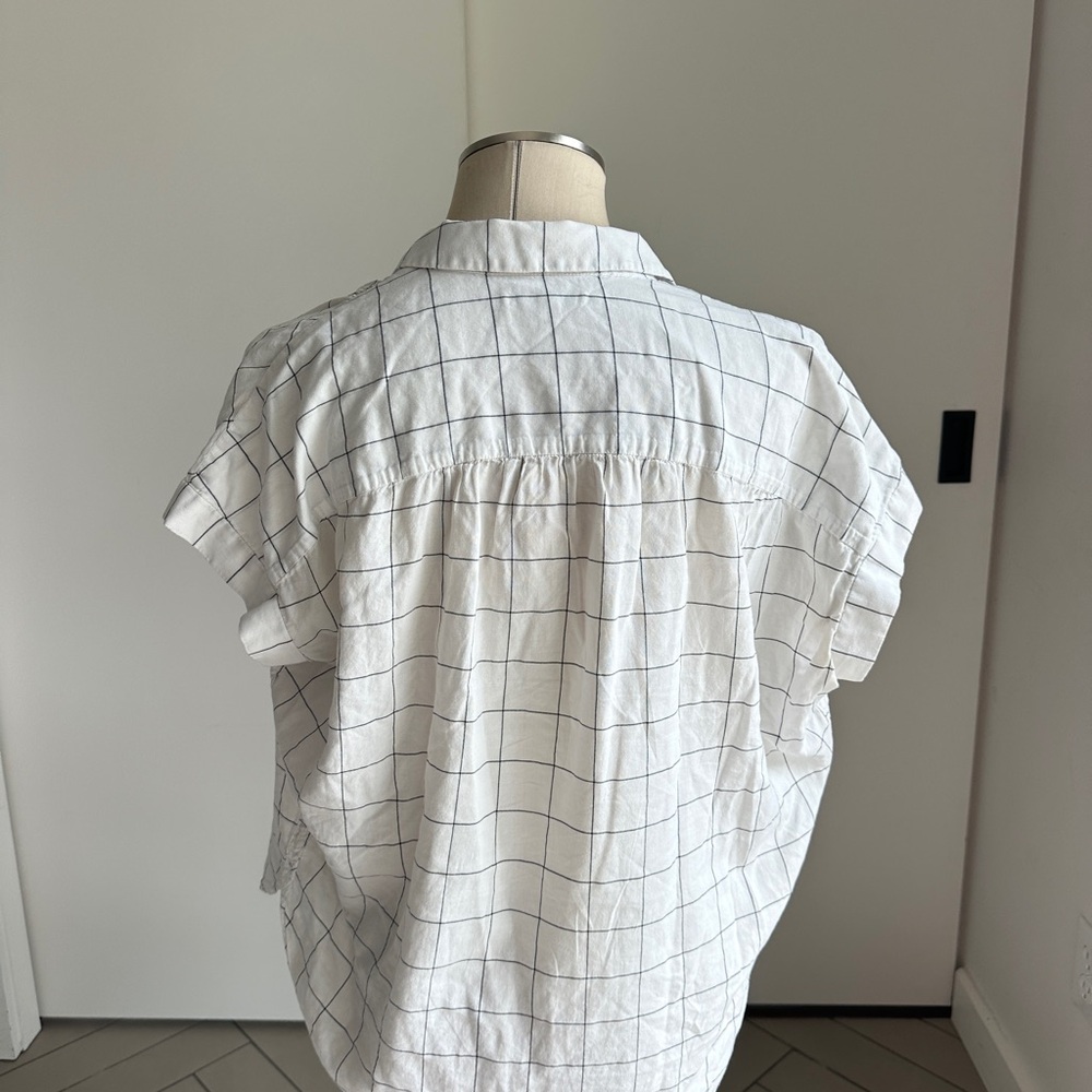 Madewell White Grid Pattern Top - image 3
